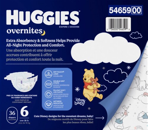 Huggies OverNites Baby Diapers, Size 6 (35+ lbs) Perspective: back
