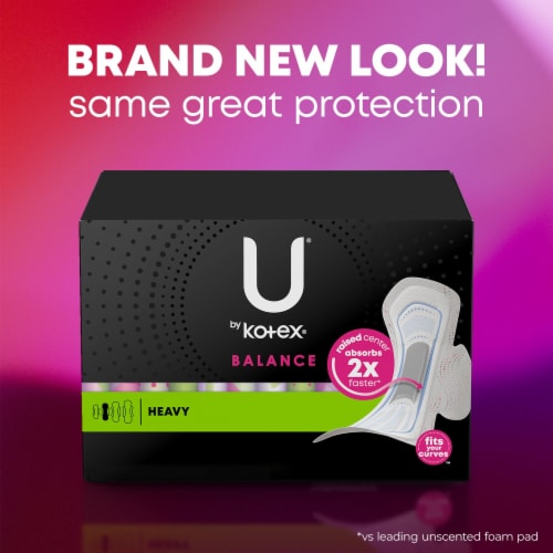 U by Kotex Balance Ultra Thin Pads with Wings Heavy Absorbency Perspective: back