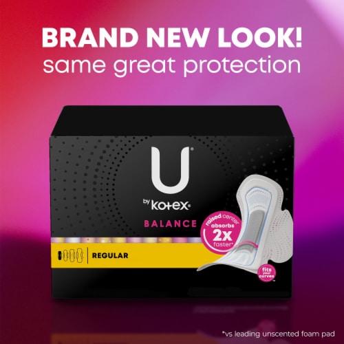 U by Kotex Balance Ultra Thin Regular Absorbency Pads with Wings Perspective: back