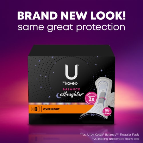 U by Kotex Balance Ultra Thin Overnight Pads with Wings Overnight Absorbency Perspective: back