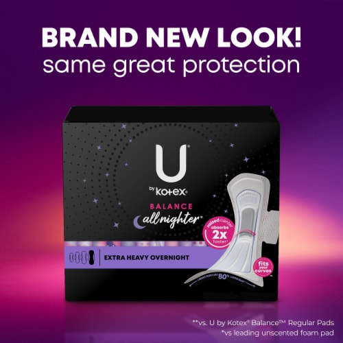 U by Kotex Balance Ultra Thin Overnight Pads with Wings Extra Heavy Absorbency Perspective: back