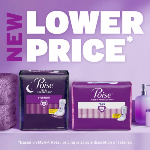 Poise Overnight Incontinence Pads for Women, 8 Drop Extra Coverage Perspective: back