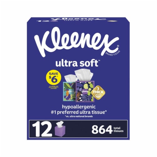 Kleenex Ultra Soft 3-Ply Facial Tissues, Cube Boxes (72 Tissues/Box, 12 Boxes) Perspective: back