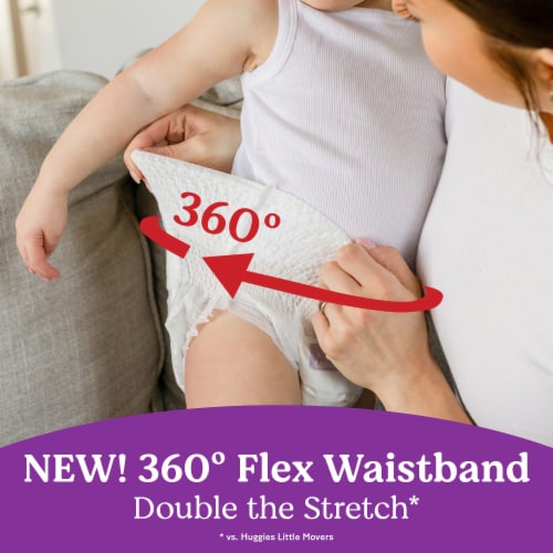 Huggies Little Movers HuggFit 360° Baby Diapers with 360° Waistband, Size 4 (22-37 lbs) Perspective: back