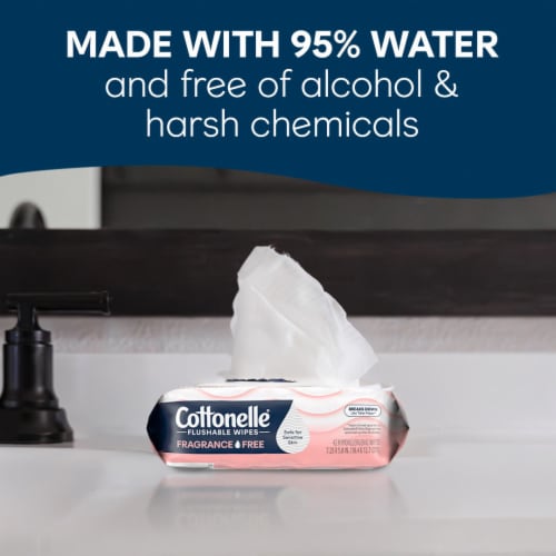 Cottonelle Fragrance Free Flushable Wet Wipes Perspective: back