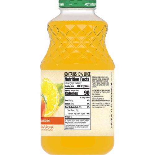 Santa Cruz Organic Peach Lemonade Perspective: back