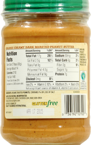 Santa Cruz Organic Dark Roasted Creamy Peanut Butter Perspective: back