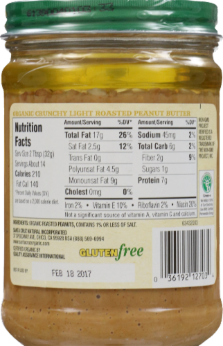 Santa Cruz Organic Crunchy Light Roasted Peanut Butter Perspective: back