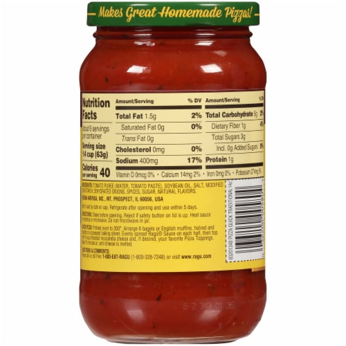 Ragu Pizza Quick Traditional Sauce Perspective: back