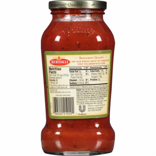 Bertolli® Italian Sausage Romano & Garlic Pasta Sauce Perspective: back