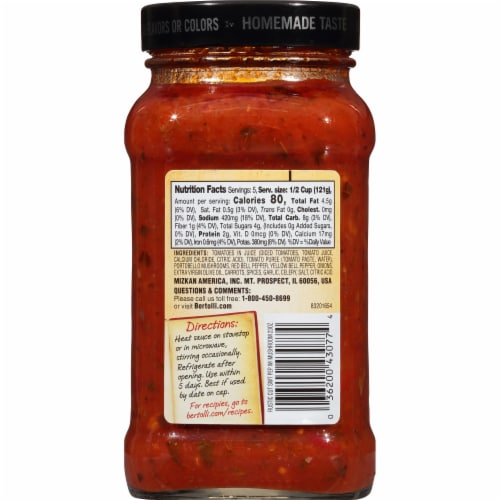 Bertolli® Rustic Cut™ Sweet Peppers and Portobello Mushrooms Pasta Sauce Perspective: back