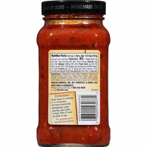 Bertolli® Rustic Cut™ Sweet Peppers and Portobello Mushrooms Pasta Sauce Perspective: back