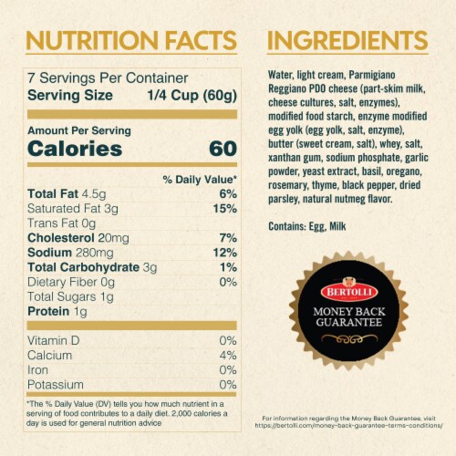 Bertolli® White Pizza Sauce with Italian Herbs Artisan Gourmet Pizza Sauce Perspective: back