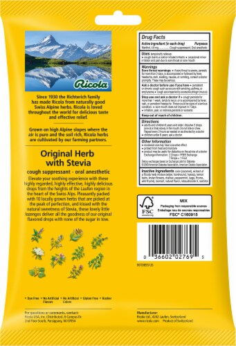 Ricola Mountain Herb Sugar Free Cough Suppressant Throat Drops Family Pack Perspective: back