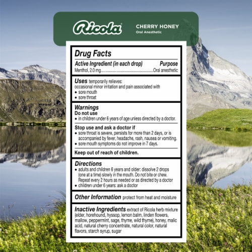 Ricola Cherry Honey Herb Throat Drops Perspective: back