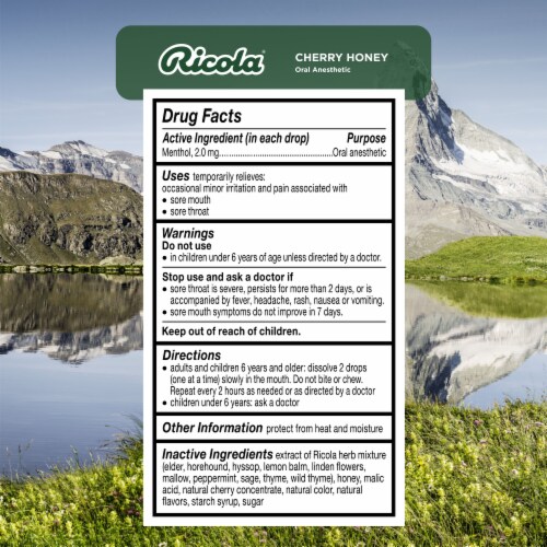 Ricola Cherry Honey Herb Throat Drops Perspective: back