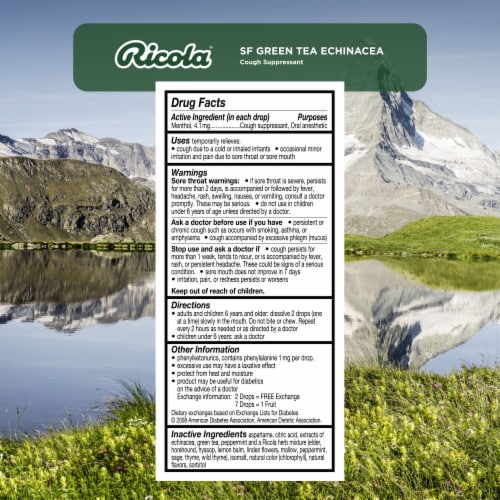 Ricola GreenTea with Echinacea Cough Drops Perspective: back