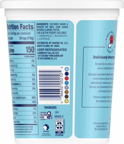 Dannon® Vanilla Low Fat Yogurt Tub Perspective: back