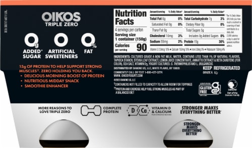 Oikos® Triple Zero Peach Blended Nonfat Greek Yogurt Cup