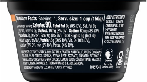 Oikos® Triple Zero Orange Creme Blended Greek Yogurt Perspective: back
