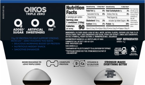 Oikos® Triple Zero Nonfat Blueberry Greek Yogurt Perspective: back