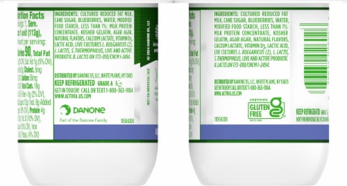 Activa® Blueberry Probiotic Low Fat Yogurt Cups Perspective: back
