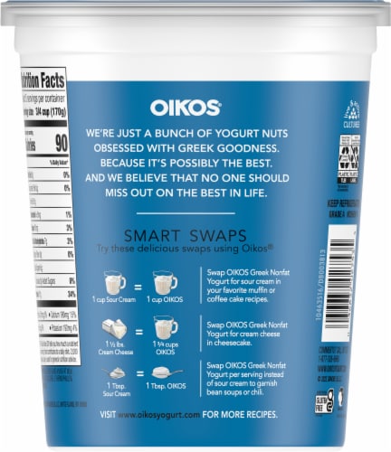 Oikos® Plain Greek Yogurt Tub Perspective: back