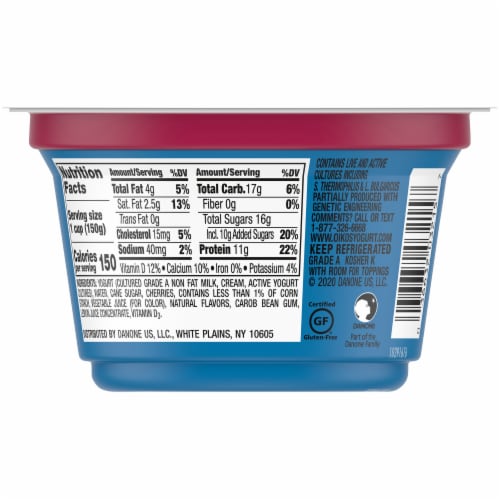 Oikos® Cherry Pie Blended Greek Yogurt Perspective: back