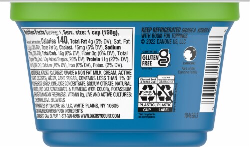Oikos® Key Lime Greek Yogurt Cup Perspective: back