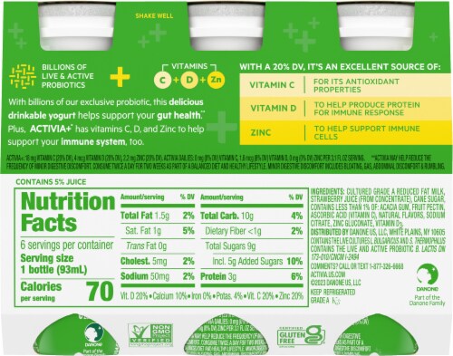 Activa® Strawberry Probiotic Low Fat Yogurt Drinks Perspective: back