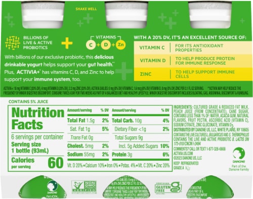 Activa® Plus Peach Yogurt Drink Perspective: back