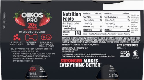 Oikos Pro® Strawberry Flavored Yogurt Cups Perspective: back