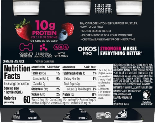 Oikos® Pro Mixed Berry Cultured Yogurt Drink Shots Perspective: back