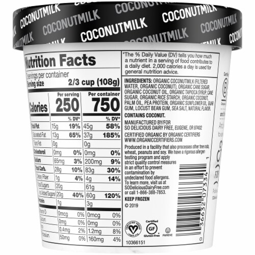 SO Delicious Coconut Macaroon with Coconut Milk Base Frozen Dessert Pint Perspective: back