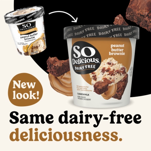SO Delicious Dairy Free Peanut Butter Brownie with Cashewmilk Base Frozen Dessert Pint Perspective: back