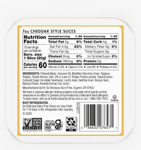 SO Delicous® Plant-Based Dairy-Free Cheddar Style Sliced Cheese Perspective: back