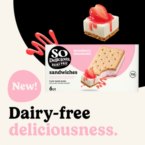 So Delicious Plant-Based Blend Strawberry Cheesecake Frozen Dessert Sandwiches Perspective: back