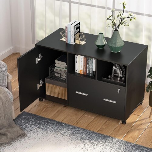 Tribesigns 3 Drawers File Cabinet With Drawers For Letter-Sized File And Door, Lateral Filing Cabinet Printer Stand With Storage Shelves And With Roll | Arden Fair