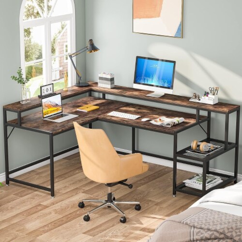 Computer desk with raised monitor shelf discount