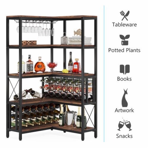 5-Tier Freestanding Corner Shelf Bookcase Open Storage Display Rack In Charcoal Gray P 2115