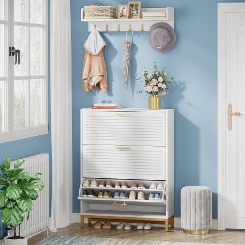 Tribesigns Shoe Cabinet Shoe Storage Cabinet With Wall Mounted Coat Rack Modern Shoes Orga 1 unit Foods Co