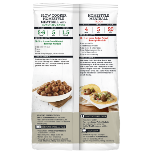 Cooked Perfect® Homestyle Frozen Meatballs Perspective: back