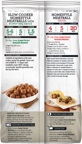 Cooked Perfect® Homestyle Frozen Meatballs Perspective: back