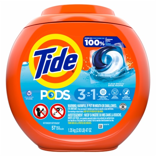 Tide PODS Clean Breeze Scent Liquid Laundry Detergent Soap Pacs Perspective: back
