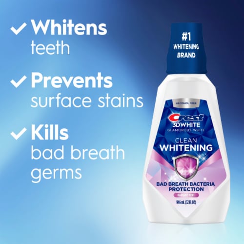 Crest Arctic Mint 3DWhite Glamorous White Alcohol Free Multi-Care Whitening Mouthwash Perspective: back