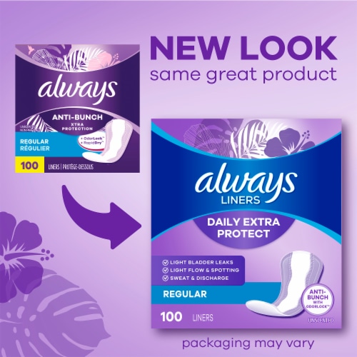 Always Anti-Bunch Daily Liners Xtra Protection Long Unscented, 80 count -  Kroger