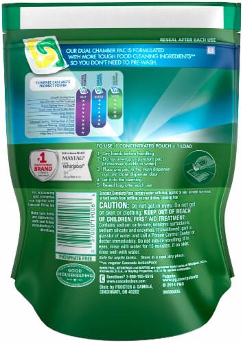 Cascade Complete ActionPacs Dishwasher Detergent Lemon Burst 15 Count Perspective: back