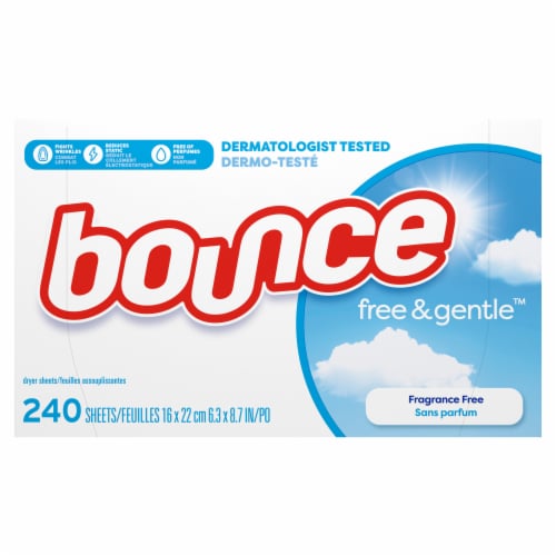 Bounce Free & Gentle Unscented Fabric Softener Dryer Sheets Perspective: back