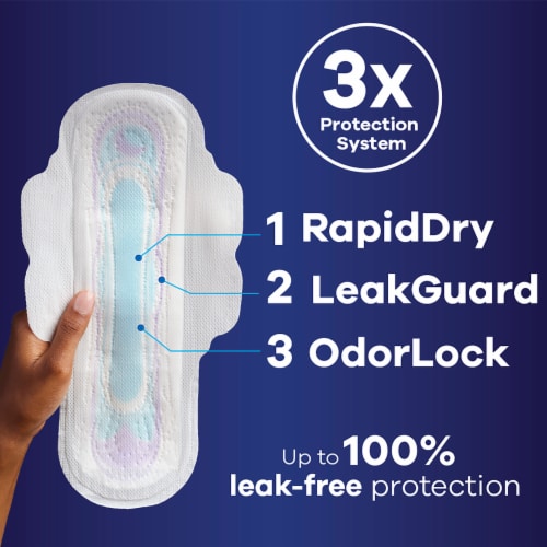 Always Ultra Thin Pads with Wings Overnight Absorbency Size 4 Unscented Perspective: back