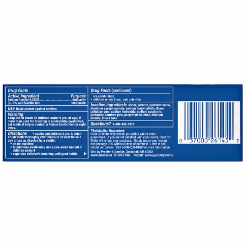 Crest 3D White Vivid Radiant Mint Toothpaste Perspective: back